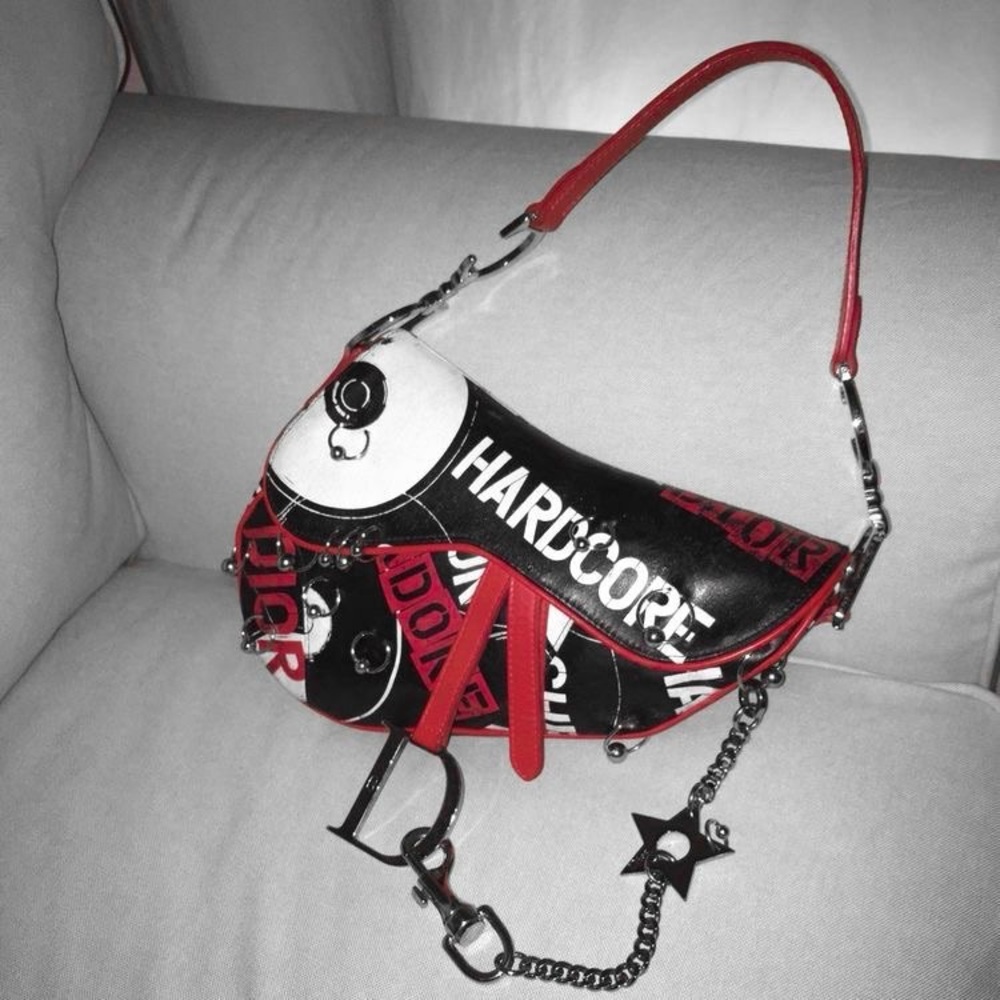 RARE Dior x Galliano Black, Red & White Hardcore Poison Saddle Bag - Picture 12 of 12
